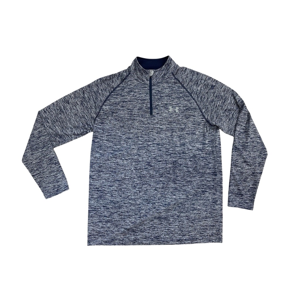 Under Armour Sweater Mens M Blue Heathered Loose Heatgear Performance Tech Golf